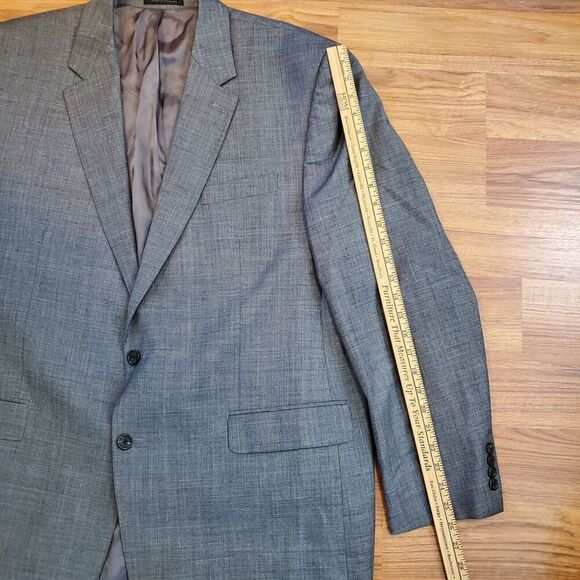 CHAPS Mens Blazer Sport Coat Jacket 46L Wool Gray Two Button SB Office Wedding - Picture 7 of 12